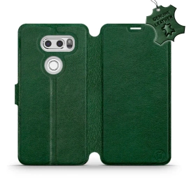 Etui ze skóry naturalnej do LG V30 - wzór Green Leather
