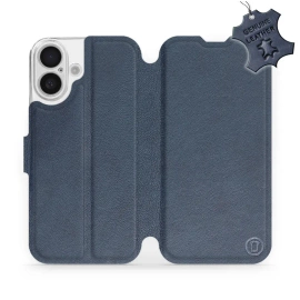 Etui ze skóry naturalnej do Apple iPhone 16 - wzór Blue Leather