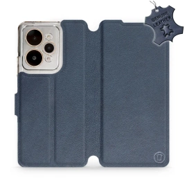 Etui ze skóry naturalnej do Realme 15 Pro 5G - wzór Blue Leather
