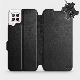 Etui ze skóry naturalnej do Huawei P40 Lite - wzór Black Leather