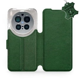 Etui ze skóry naturalnej do Vivo X300 pro - wzór Green Leather
