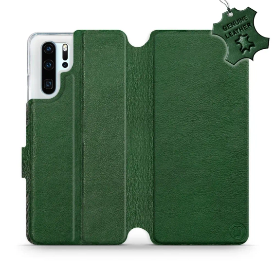 Etui ze skóry naturalnej do Huawei P30 Pro - wzór Green Leather