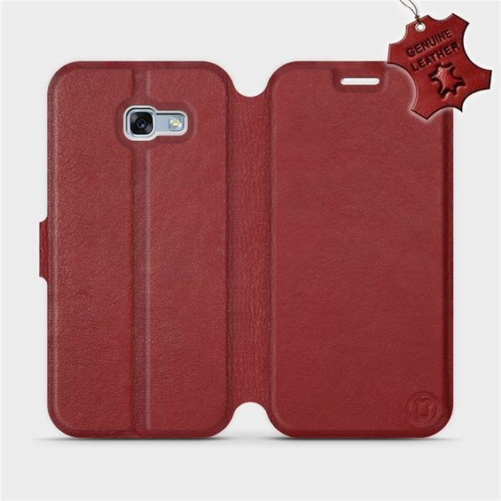 Etui ze skóry naturalnej do Samsung Galaxy A5 2017 - wzór Dark Red Leather