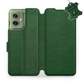 Etui ze skóry naturalnej do Motorola Moto G55 5G - wzór Green Leather