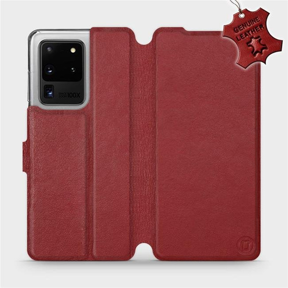 Etui ze skóry naturalnej do Samsung Galaxy S20 Ultra - wzór Dark Red Leather