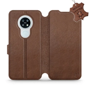 Etui ze skóry naturalnej do Nokia 6.2 - wzór Brown Leather