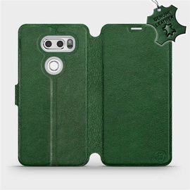 Etui ze skóry naturalnej do LG V30 - wzór Green Leather