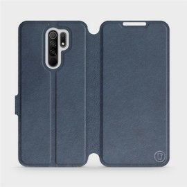 Etui ze skóry naturalnej do Xiaomi Redmi 9 - wzór Blue Leather