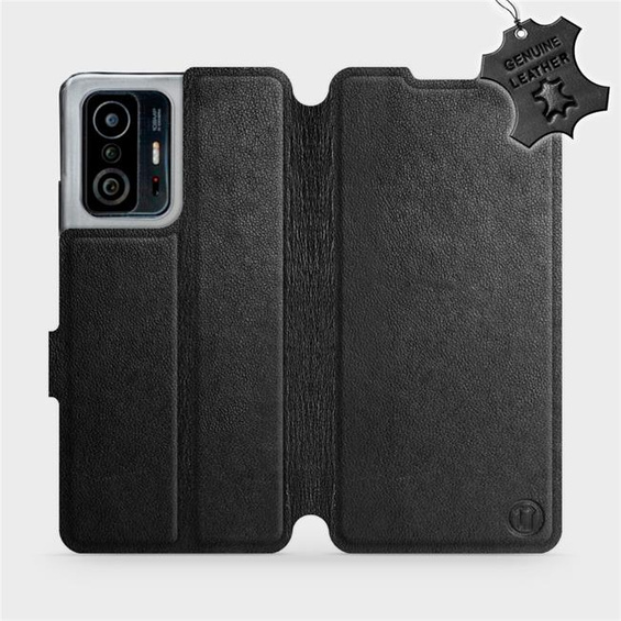 Etui ze skóry naturalnej do Xiaomi 11T Pro - wzór Black Leather