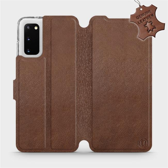 Etui ze skóry naturalnej do Samsung Galaxy S20 - wzór Brown Leather