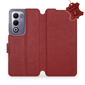 Etui ze skóry naturalnej do OPPO A5m - wzór Dark Red Leather