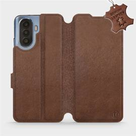 Etui ze skóry naturalnej do Huawei Nova Y70 - wzór Brown Leather