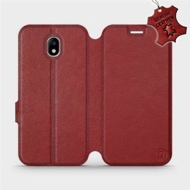 Etui ze skóry naturalnej do Samsung Galaxy J5 2017 - wzór Dark Red Leather