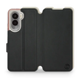Etui Soft Touch do Xiaomi POCO M7 - wzór Satynowa czerń z platyną