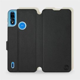 Etui Soft Touch do Motorola Moto E7 Power - wzór Satynowa czerń z platyną