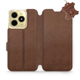 Etui ze skóry naturalnej do Realme C61 - wzór Brown Leather