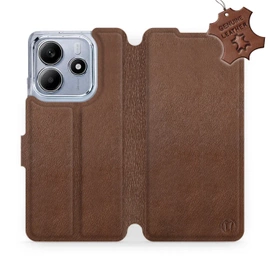 Etui ze skóry naturalnej do Xiaomi Redmi Note 14 5G - wzór Brown Leather