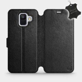 Etui ze skóry naturalnej do Samsung Galaxy A6 - wzór Black Leather
