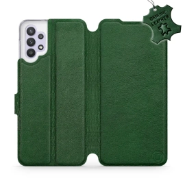 Etui ze skóry naturalnej do Samsung Galaxy A32 5G - wzór Green Leather