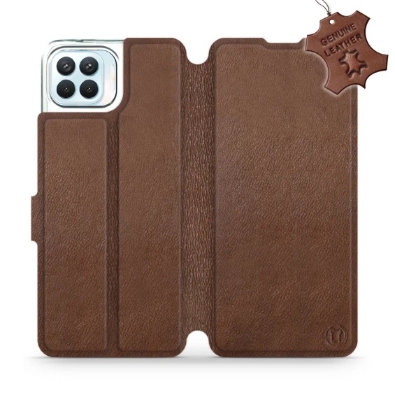 Etui ze skóry naturalnej do OPPO Reno 4 Lite - wzór Brown Leather
