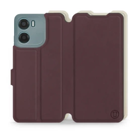 Etui Soft Touch do Motorola Moto E15 - wzór Matowy burgund z platyną