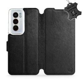 Etui ze skóry naturalnej do OPPO Reno 12 Pro 5G - wzór Black Leather