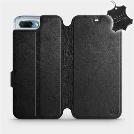 Etui ze skóry naturalnej do Huawei Honor 10 - wzór Black Leather