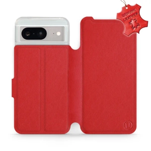 Etui ze skóry naturalnej do Google Pixel 8 - wzór Red Leather
