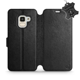 Etui ze skóry naturalnej do Samsung Galaxy J6 2018 - wzór Black Leather