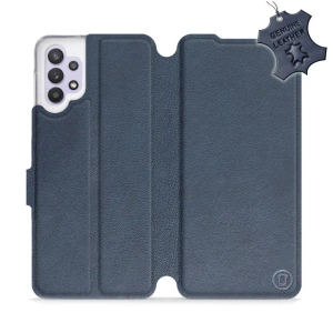 Etui ze skóry naturalnej do Samsung Galaxy M32 5G - wzór Blue Leather