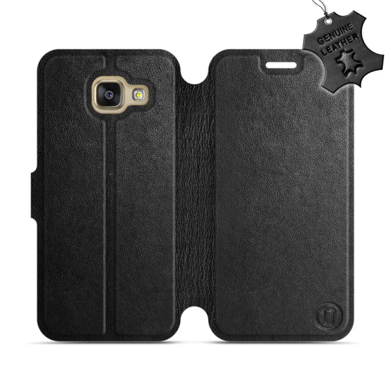 Etui ze skóry naturalnej do Samsung Galaxy A3 2016 - wzór Black Leather