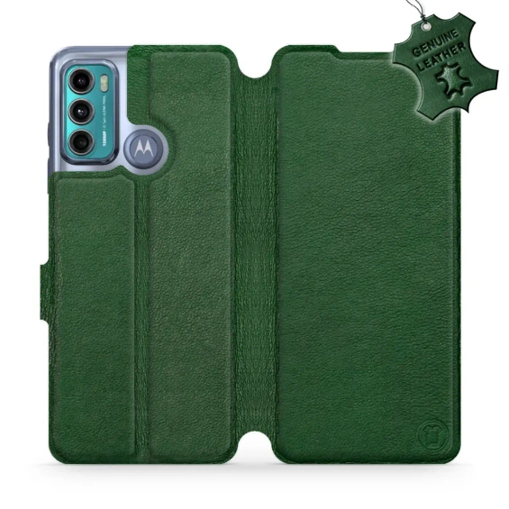 Etui ze skóry naturalnej do Motorola Moto G60 - wzór Green Leather