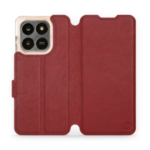 Etui ze skóry naturalnej do Huawei Honor 400 Smart - wzór Dark Red Leather