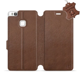 Etui ze skóry naturalnej do Huawei P9 Lite - wzór Brown Leather