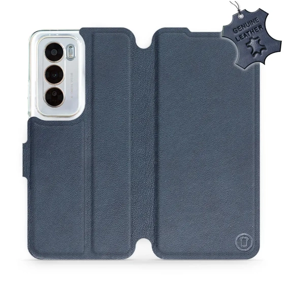 Etui ze skóry naturalnej do OPPO Reno 12 5G - wzór Blue Leather