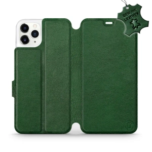 Etui ze skóry naturalnej do Apple iPhone 11 Pro Max - wzór Green Leather