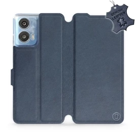 Etui ze skóry naturalnej do Motorola Moto G24 Power - wzór Blue Leather