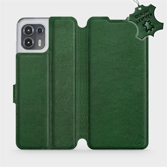 Etui ze skóry naturalnej do Motorola Edge 20 Lite - wzór Green Leather
