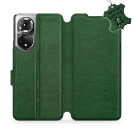 Etui ze skóry naturalnej do Huawei Honor 50 - wzór Green Leather