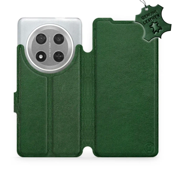 Etui ze skóry naturalnej do Huawei Honor Magic7 Lite 5G - wzór Green Leather