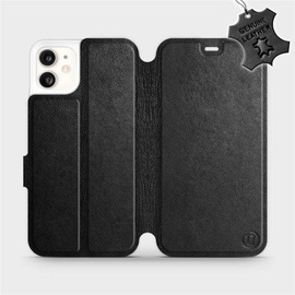 Etui ze skóry naturalnej do Apple iPhone 11 - wzór Black Leather
