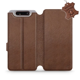 Etui ze skóry naturalnej do Samsung Galaxy A80 - wzór Brown Leather