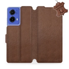 Etui ze skóry naturalnej do Motorola Moto G85 5G - wzór Brown Leather