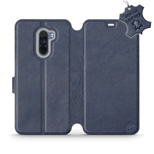 Etui ze skóry naturalnej do Xiaomi Pocophone F1 - wzór Blue Leather