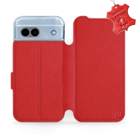 Etui ze skóry naturalnej do Google Pixel 8A - wzór Red Leather
