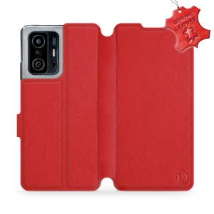 Etui ze skóry naturalnej do Xiaomi 11T Pro - wzór Red Leather