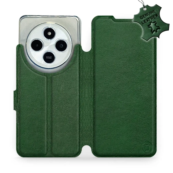Etui ze skóry naturalnej do Xiaomi Redmi 14C - wzór Green Leather