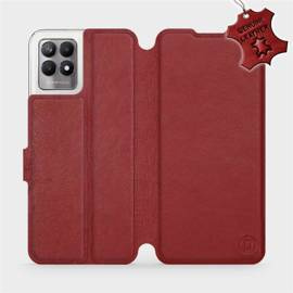 Etui ze skóry naturalnej do Realme 8i - wzór Dark Red Leather