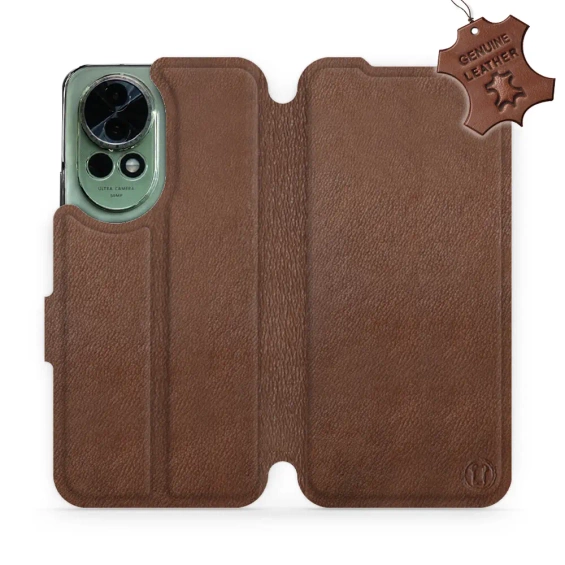 Etui ze skóry naturalnej do Huawei Nova 13 - wzór Brown Leather