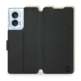 Etui Soft Touch do Motorola Edge 50 Fusion - wzór Satynowa czerń z platyną